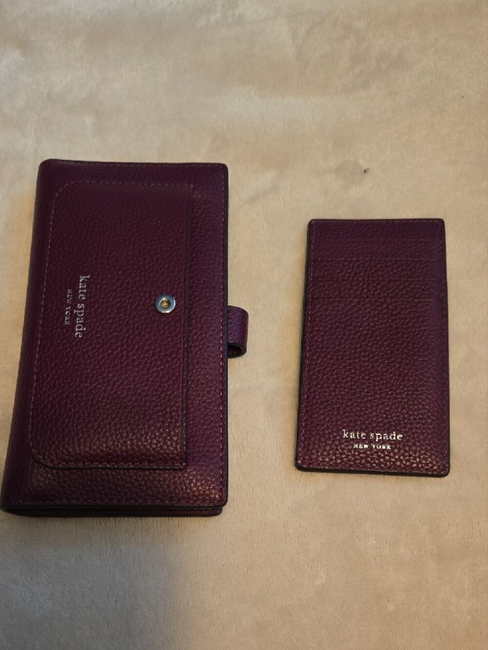 kate spade Plum Pebbled Leather Snap Wallet - Picture 7 of 9